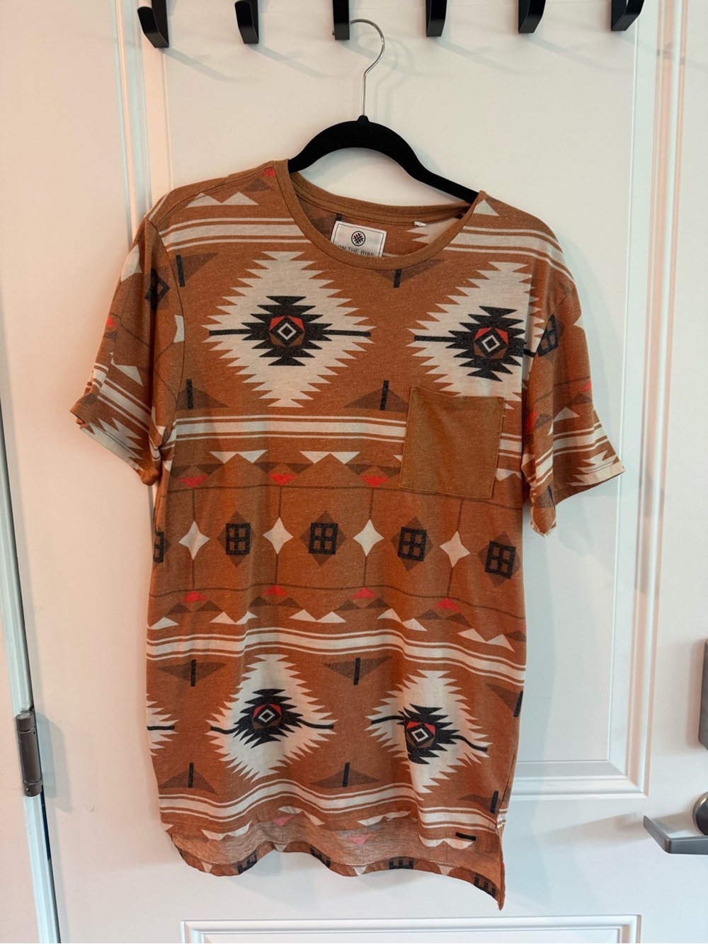 on the byas Brown Aztec Pocket Short Sleeve Tee